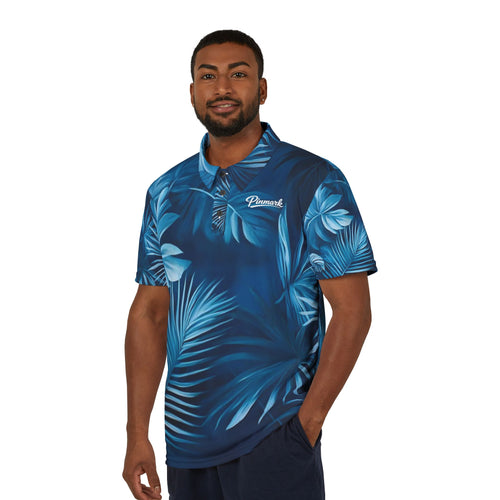 Blue Tropical Leaf Polo Shirt — Men’s Floral Golf Polo